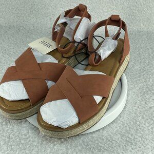 a.n.a Sandals Women 9.5 Brown Terracotta Marilou Ankle Strap Espadrille Sandals